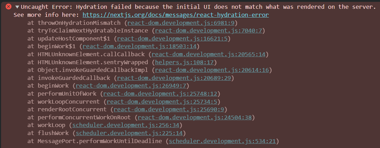 Ошибка Next.js: «Hydration failed because the initial UI does not match»